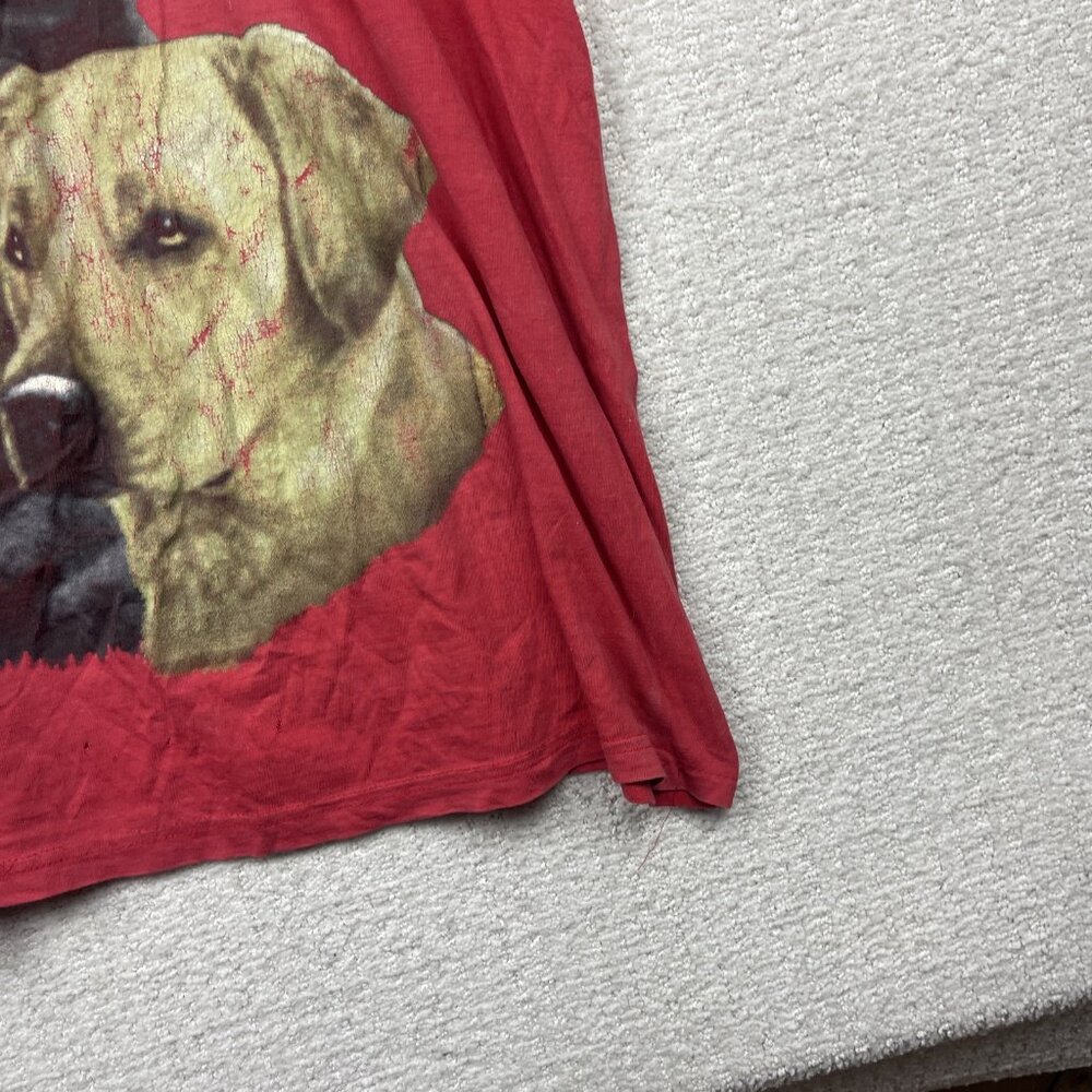 Vintage 90s Labrador Retriever Distressed Graphic Tee Dog Animal Red Men Read - Picture 4 of 16